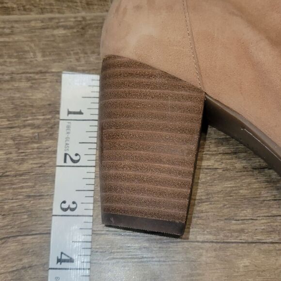 Lucky Brand Chunky Heel Joal Bootie Macaroon Tan Suede Kidsuede Heel Boot 8 - Picture 14 of 14